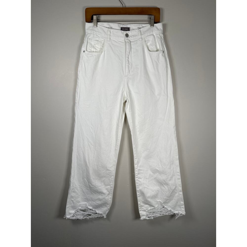DL1961 Hepburn Wide Leg High Rise Vintage White Ankle Jeans Womens Size 28